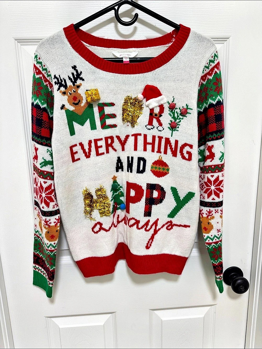 No Boundaries Merry Everything and Happy Always Ugly Christmas Sweater Ugly